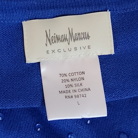 Neiman Marcus Blue Long Sleeve Embellished Tunic - Picture 11 of 13